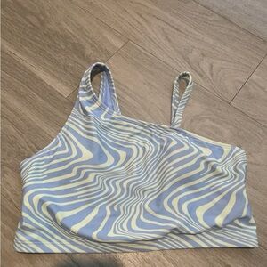 Athleta Blue and Cream Swirl Bikini Top
